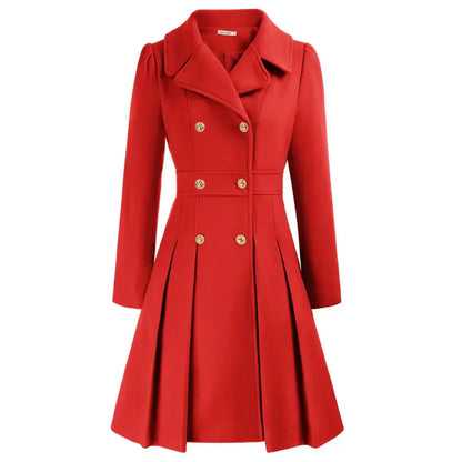 Women’s Elegant Double-Breasted Flare Long Coat