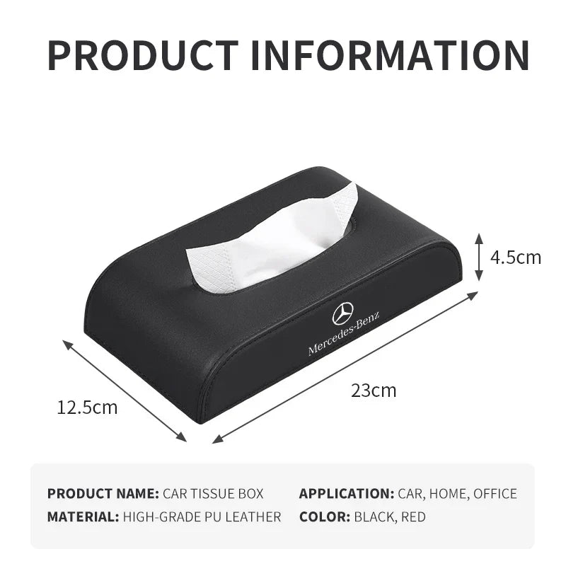 Car Leather Tissue Box For Mercedes Benz C180 C200 C260 C300 W108 W124 W126 W140 W168 W169 W176 Auto Interior Accessories