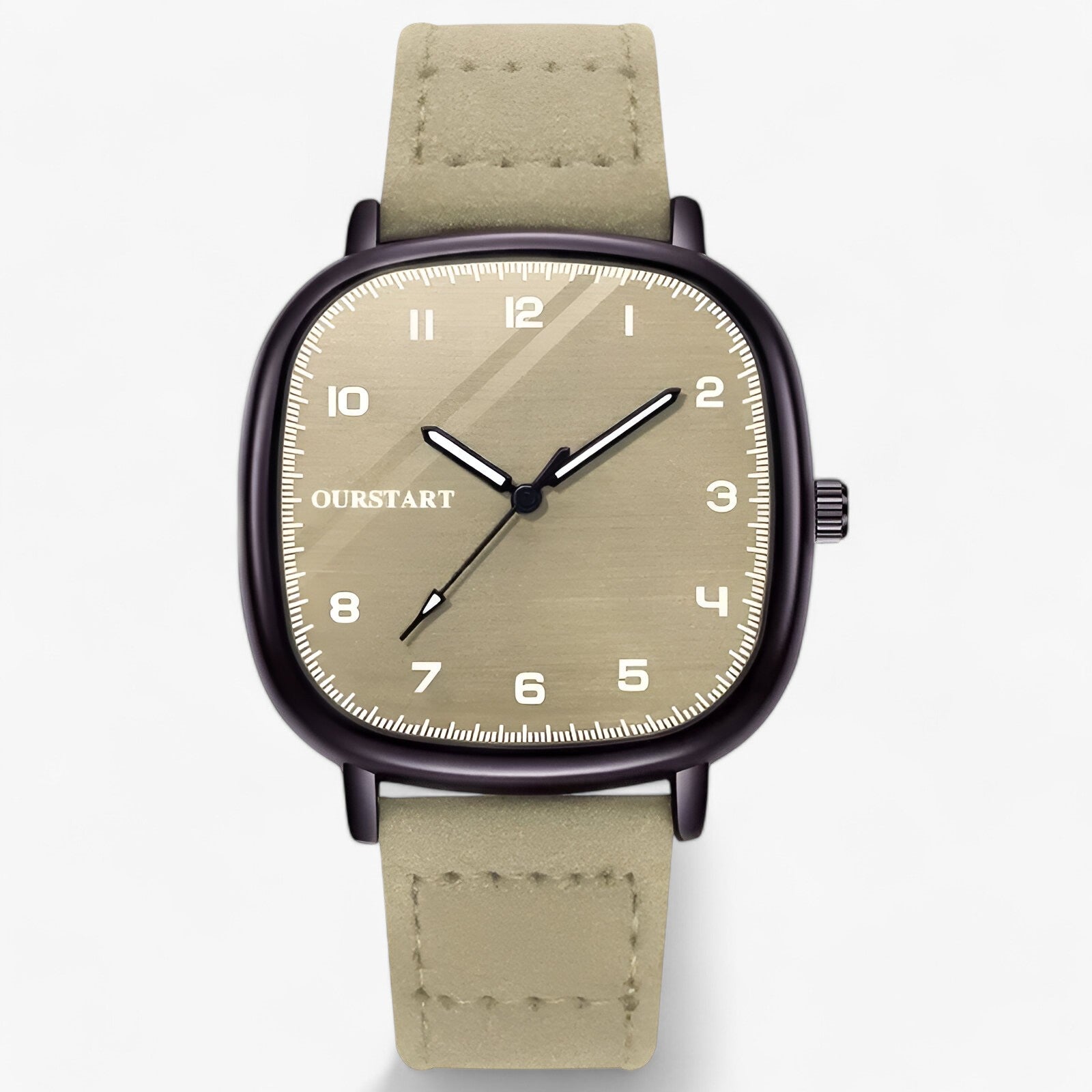 watches : Horloge Dames Groen - Vintage Firkanthøj - Elegante met Leren Band in Grijs van Pantino