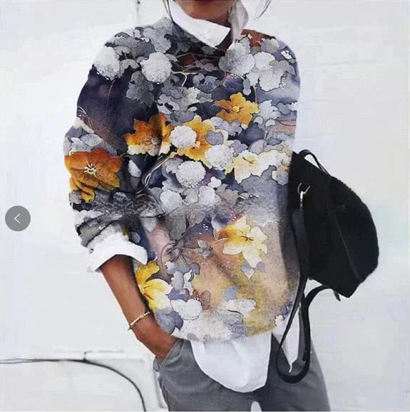 Women’s Elegant Printed Spring Sweater – Lightweight Chic Knit Jumper