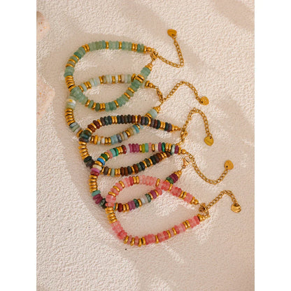 Sylvia Colorful Natural Stone Beaded Bracelet – Boho Chic Jewelry | Huna Jewelry