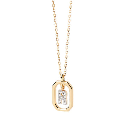 Collana Iniziale Personalizzata con Zirconi | Placcata in Oro – Ciondolo Lettera Alfabeto
