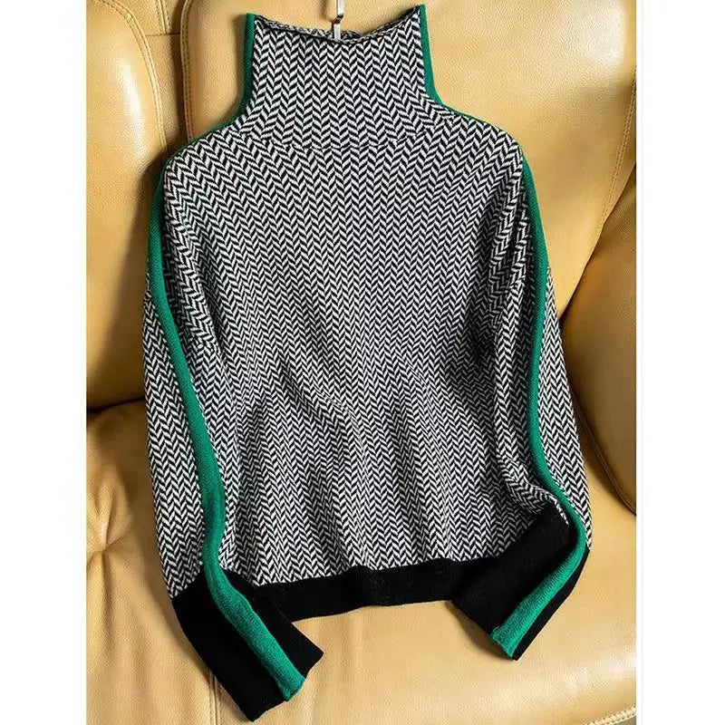 Bella | Women Luxe Herringbone golf sweater