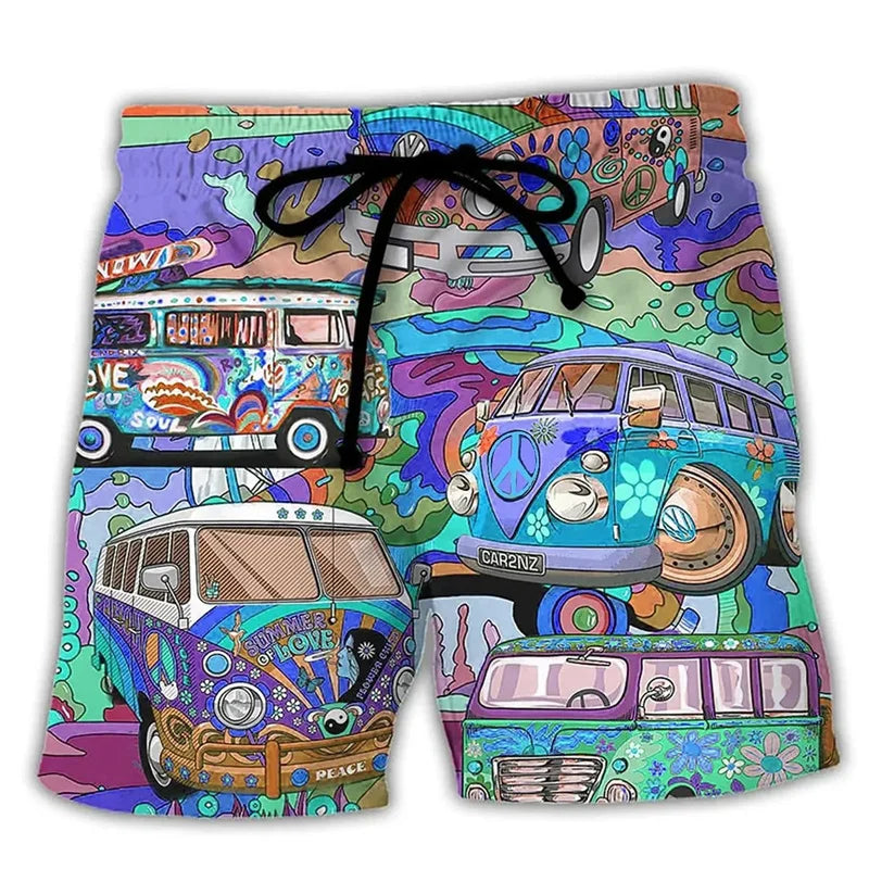 Short de bain homme à motifs avec ceinture ajustable