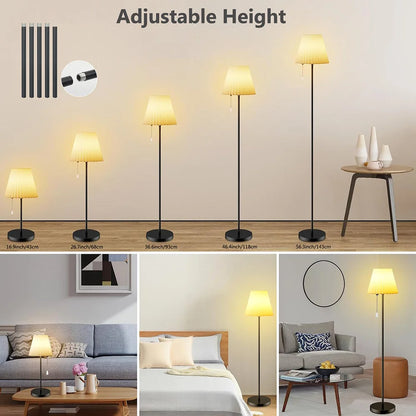 LED Floor Lamp Solar For Living Room Adjustable Rechargeable Stand Light Dimmable Cordless w/ Light Sensor Patio Standing Light