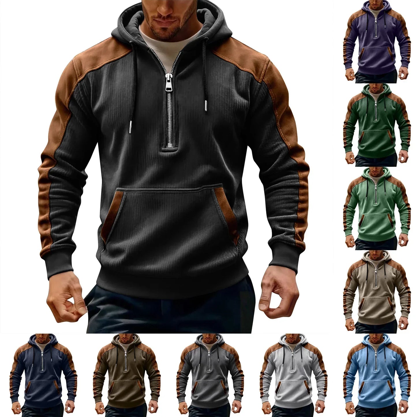 Lumeon | cHerenhoodiejack met ritssluiting, casual sweatshirt met capuchon