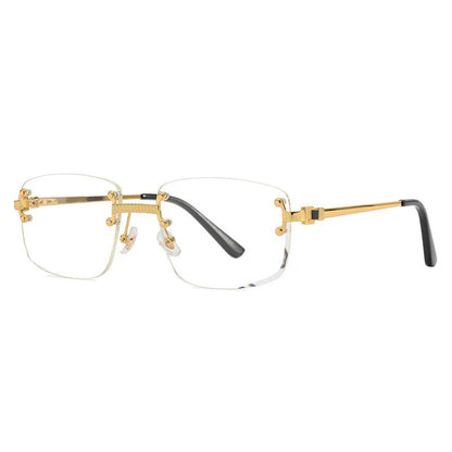 Caterside Rimless Gradient Sunglasses Men Luxury Designer Square Metal Frame Sun Glasses Women Punk Style Party Business Glasses