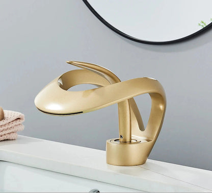 Messing Basin Mixer Tap with Waterfall Spout - Flowarc