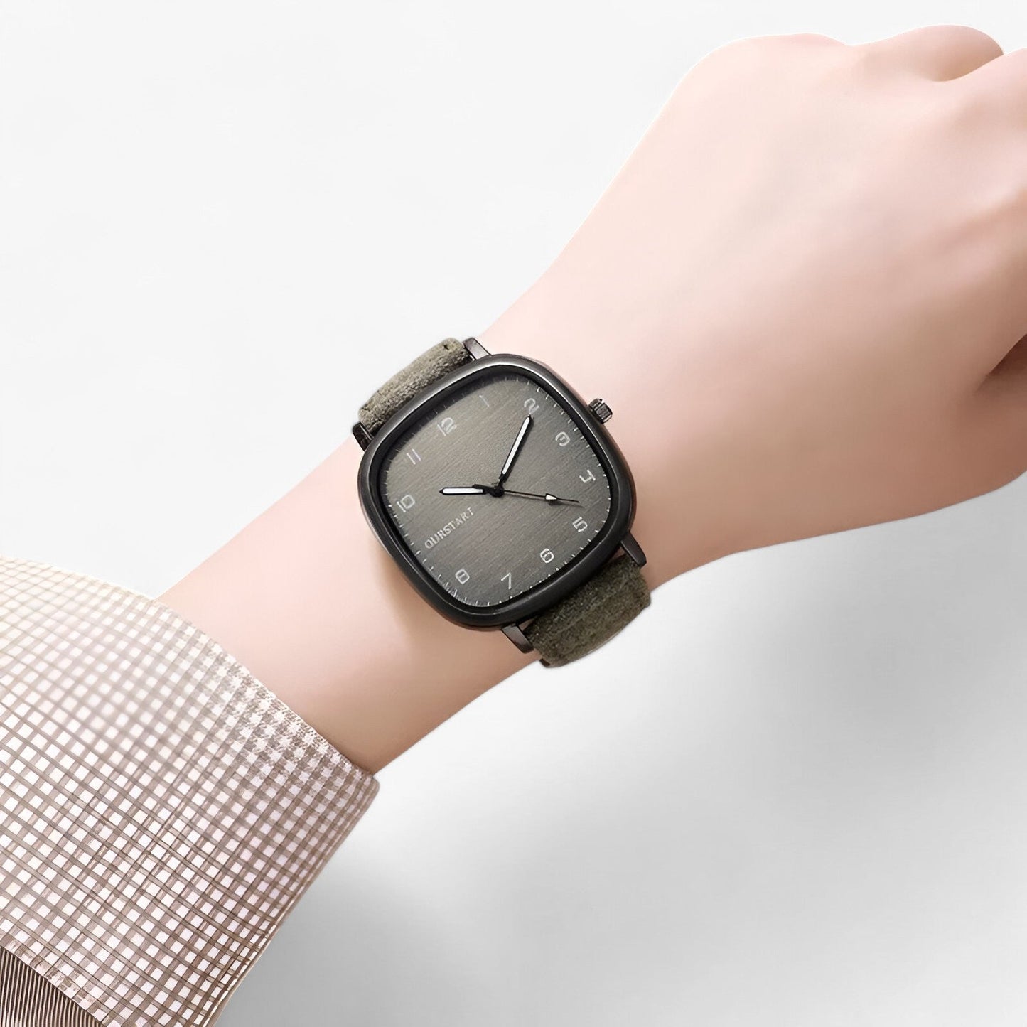 watches : Horloge Dames Groen - Vintage Firkanthøj - Elegante met Leren Band in van Pantino