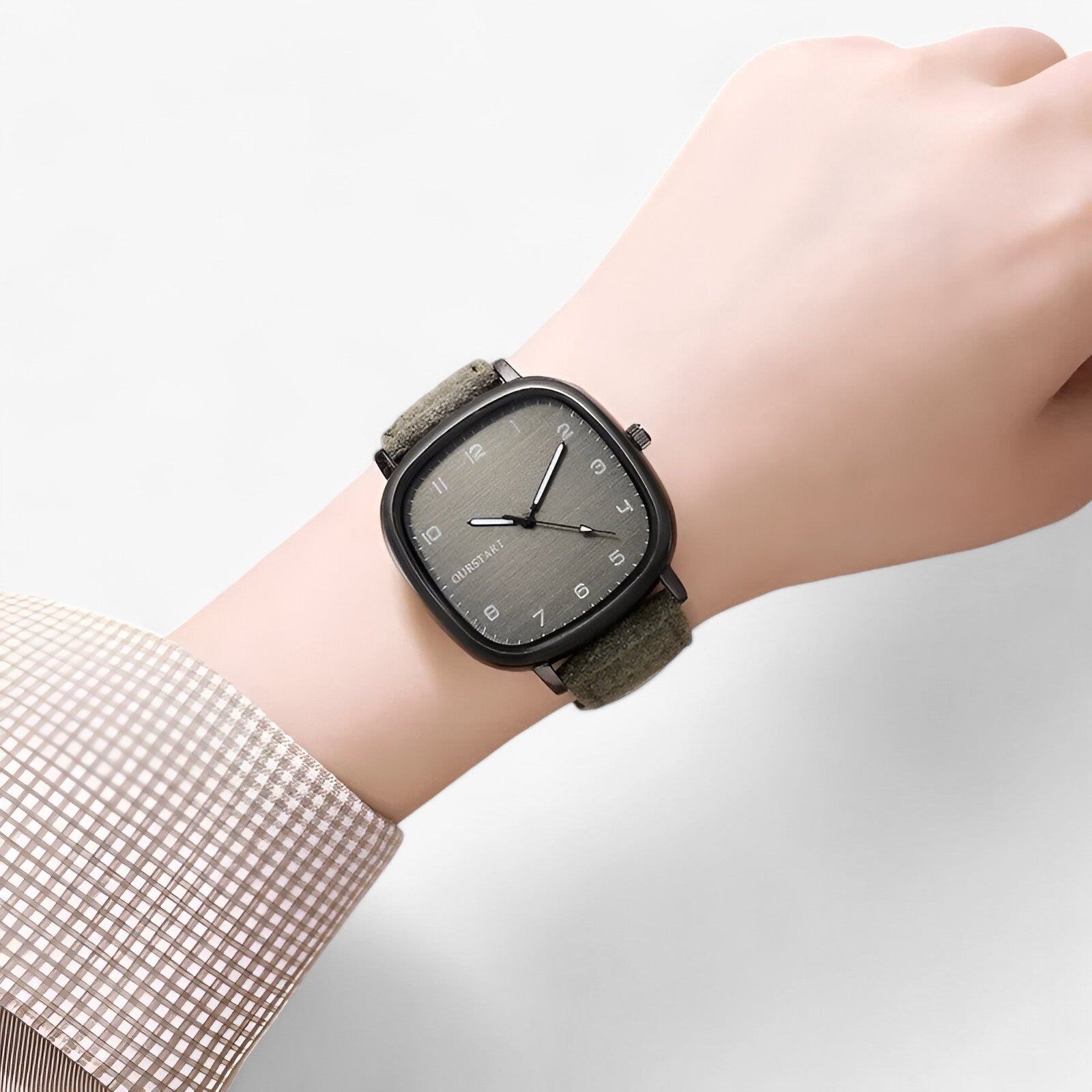 watches : Horloge Dames Groen - Vintage Firkanthøj - Elegante met Leren Band in van Pantino