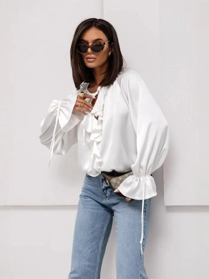 Liora | Satin Ruffle Blouse