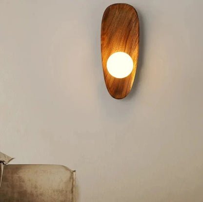 Natural Wooden Wall Lamp Modern Minimalist Wall Light | LED Indoor Lighting | Rustic Scandinavian Design | On/Off Switch