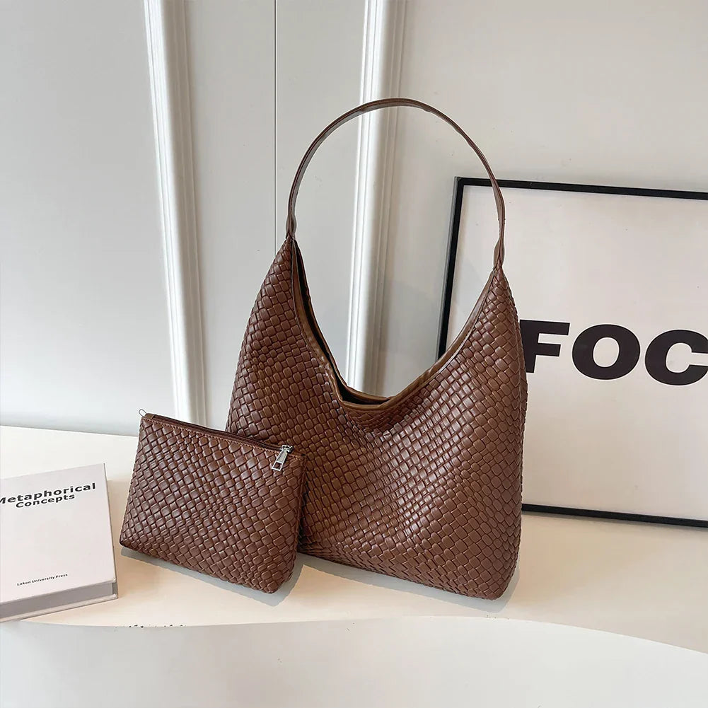 Livia Woven Tote | Vegane Umhängetasche mit Pouch