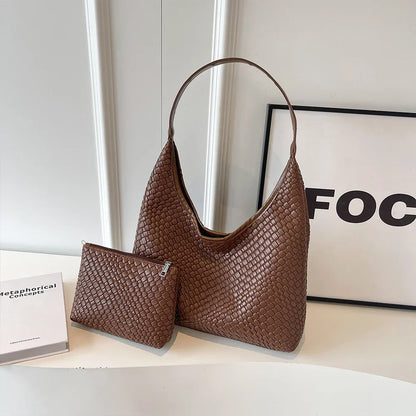 Livia Woven Tote | Vegane Umhängetasche mit Pouch