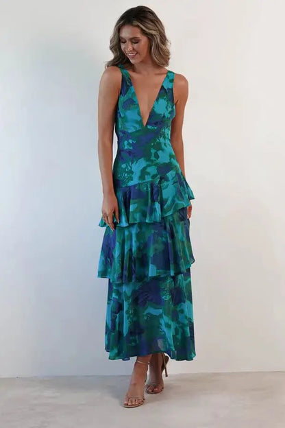 LISA | Elegante blomstrete midikjole