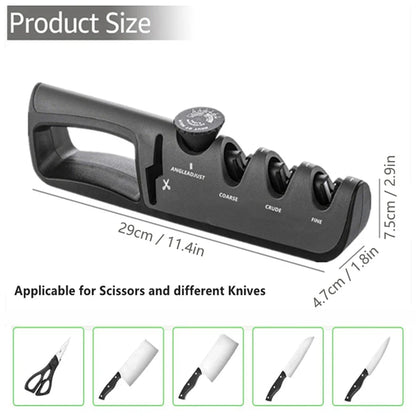 Messerschärfer 4-in-1 mit Tungsten-Keramik-Klingen