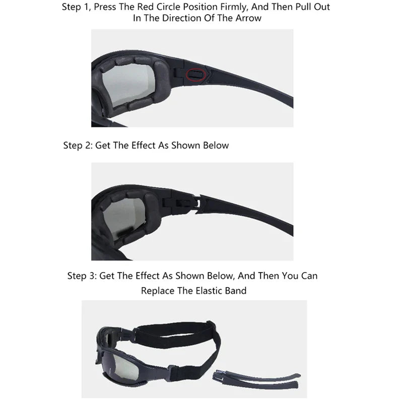 New 4 Lens Tactical Goggles - Polarized Windproof & Dustproof Safety Glasses for Outdoor Sports (Climbing, Cycling, Fishing)