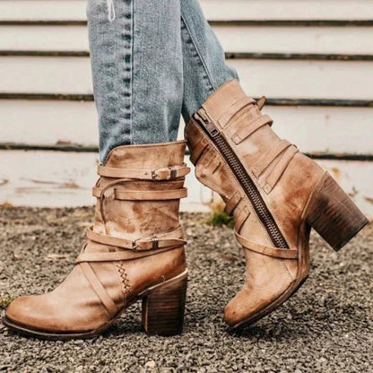 Women’s Retro Winter Boots – Warm Comfortable Suede Style Soft Lined Elegant Everyday Casual Footwear
