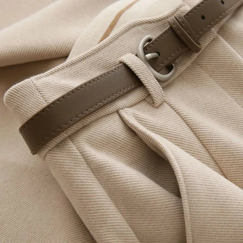 Mila - Pantalon Taille Haute Classique avec Devant Plissé