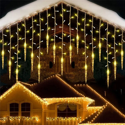 LED IJspegels Lichtsnoer | 8 Modi | Winter-Festoon Gordijn | Kerst- & Nieuwjaarsdecoratie 2025 | EU-Stekker