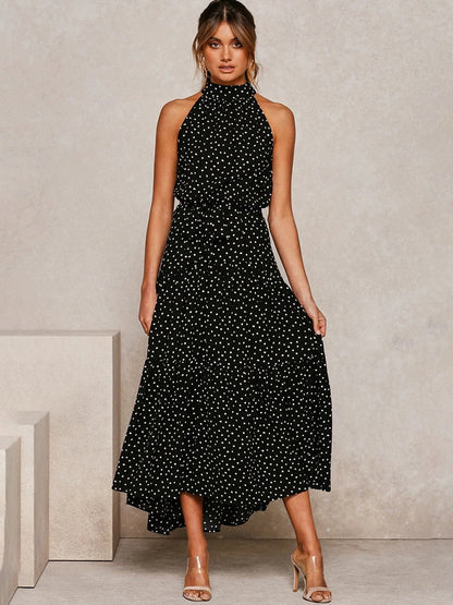 Abito midi svasato a pois da donna
