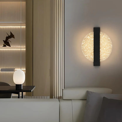 LumaLeaf Rundes Wandpaneel – Moderne LED-Wandleuchte mit silbernem Blatt & warmem Licht (3500 K)