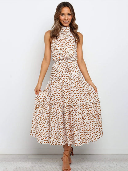 Abito midi svasato a pois da donna
