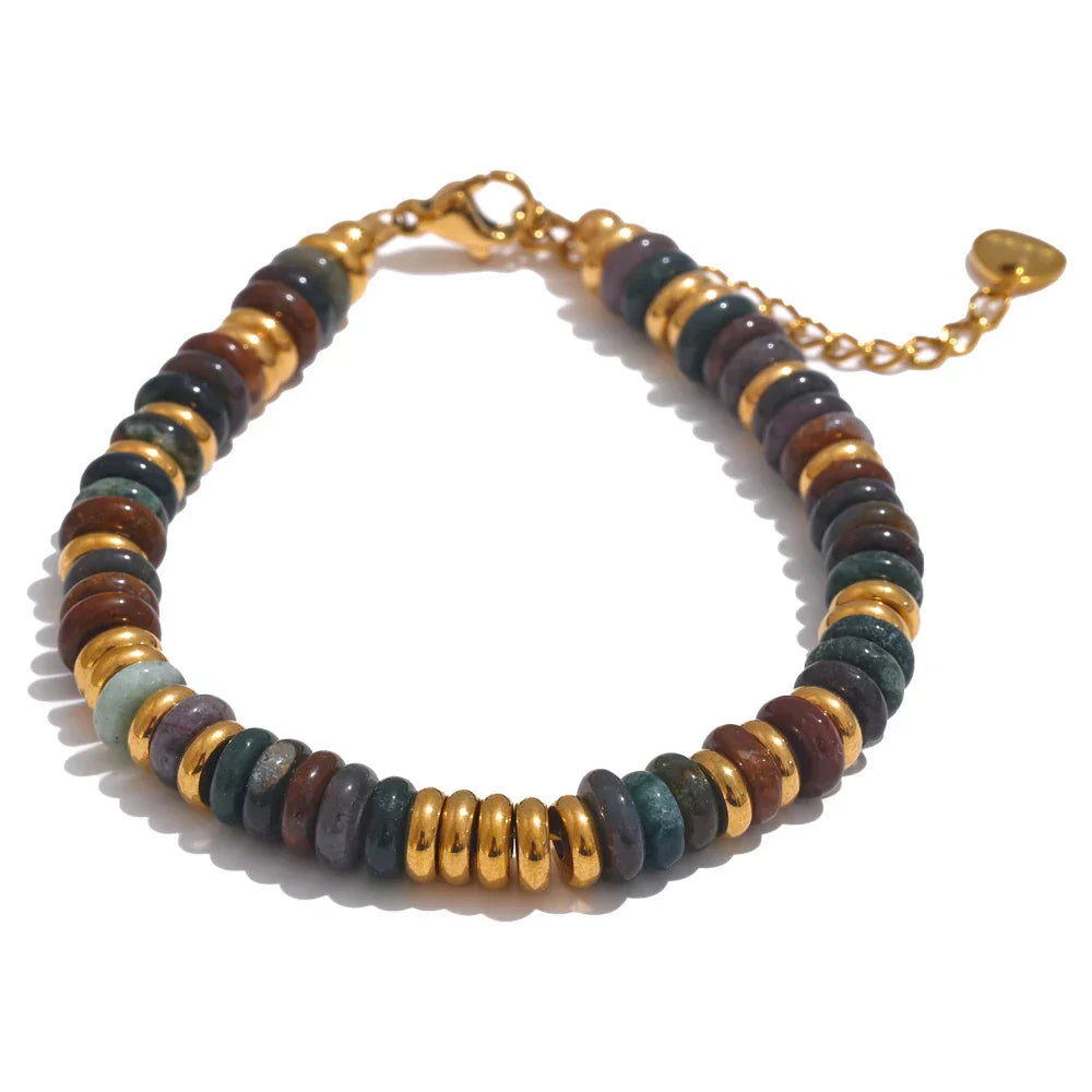 Sylvia Colorful Natural Stone Beaded Bracelet – Boho Chic Jewelry | Huna Jewelry