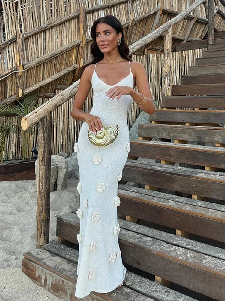 Remy - Backless Floral Maxi Halter Neck Dress