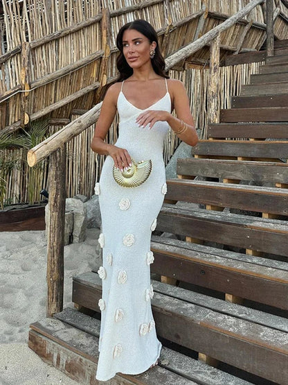 Remy - Backless Floral Maxi Halter Neck Dress