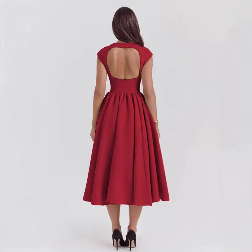 Paelina – Structured Cap Sleeve Midi Dress