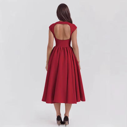 Paelina – Structured Cap Sleeve Midi Dress
