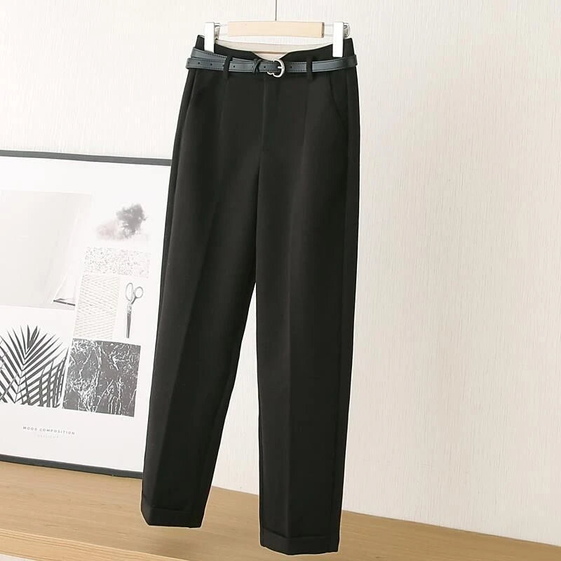 Mila - Pantalon Taille Haute Classique avec Devant Plissé