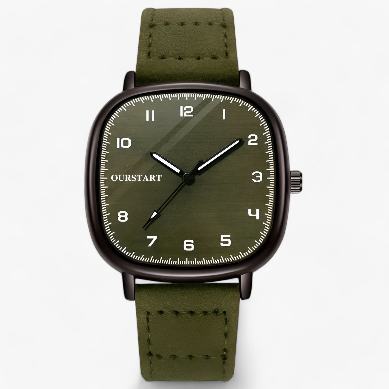 watches : Horloge Dames Groen - Vintage Firkanthøj - Elegante met Leren Band in van Pantino