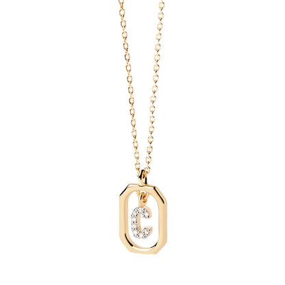 Collana Iniziale Personalizzata con Zirconi | Placcata in Oro – Ciondolo Lettera Alfabeto