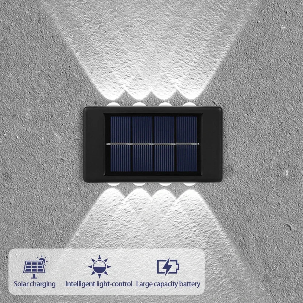LED Solar Wall Lamp Outdoor Waterproof Up and Down Luminous Lighting Garden Decoration Solar Lights Stairs Fence Sunlight Lamp