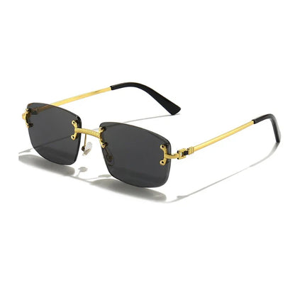 Caterside Rimless Gradient Sunglasses Men Luxury Designer Square Metal Frame Sun Glasses Women Punk Style Party Business Glasses