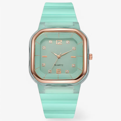 Janessa | Dameur i silikone med stor urskive og strassdetaljer - blå himmel - watches - {{ product_tags }
