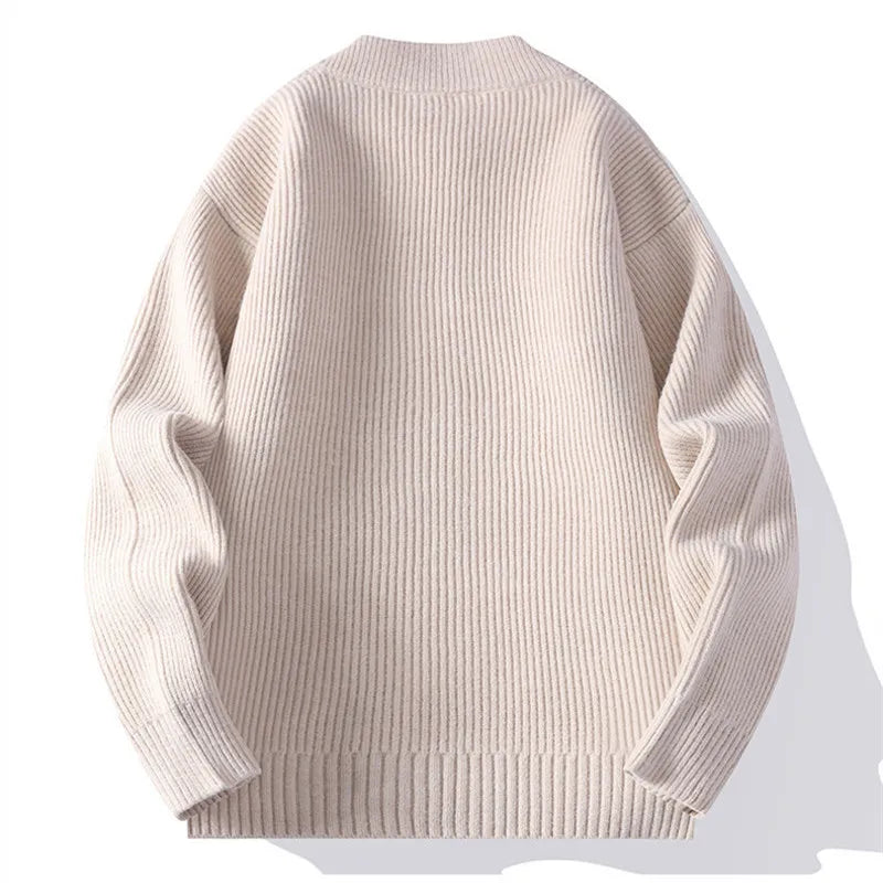 Men's Knitted Ribbed Zip Cardigan