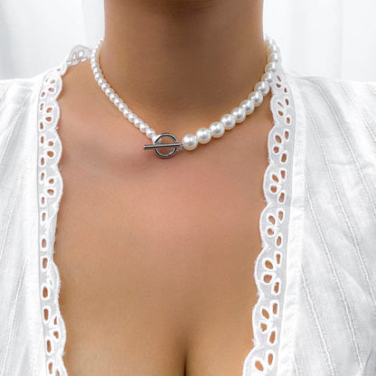 Pearl Heart OT Buckle  Necklace