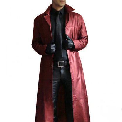 Men’s Long Leather Jacket With Collar – Durable Comfortable Stylish Classic Everyday Outerwear Fit