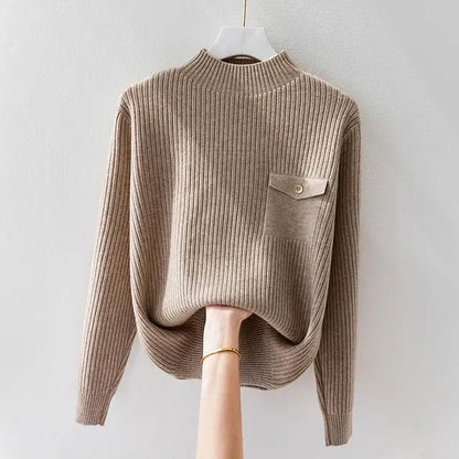 Women’s Elegant Solid Knit Turtleneck Sweater – Long-Sleeve Classic Pullover
