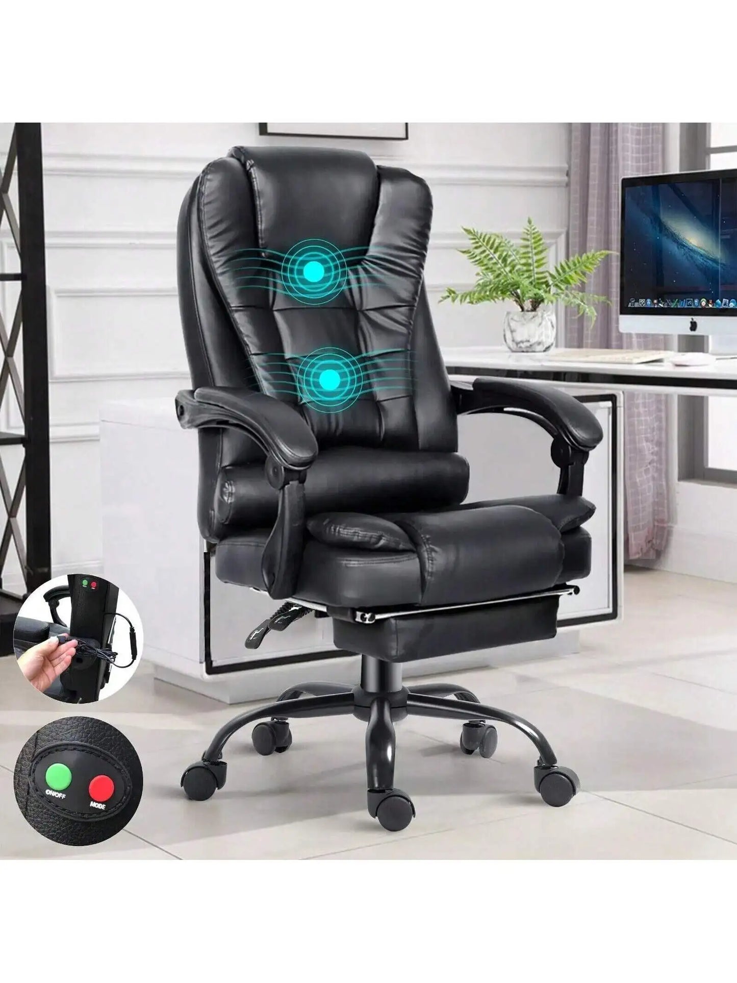Zerano - Ergonomische Bureaustoel Met Massagefunctie En Voetsteun