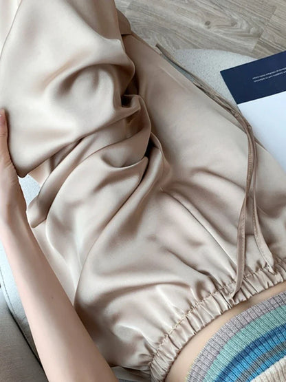 Silksommar® Collection - High-Waist & Loose-Fit Ultra Comfy Ice Silk Satin Trousers