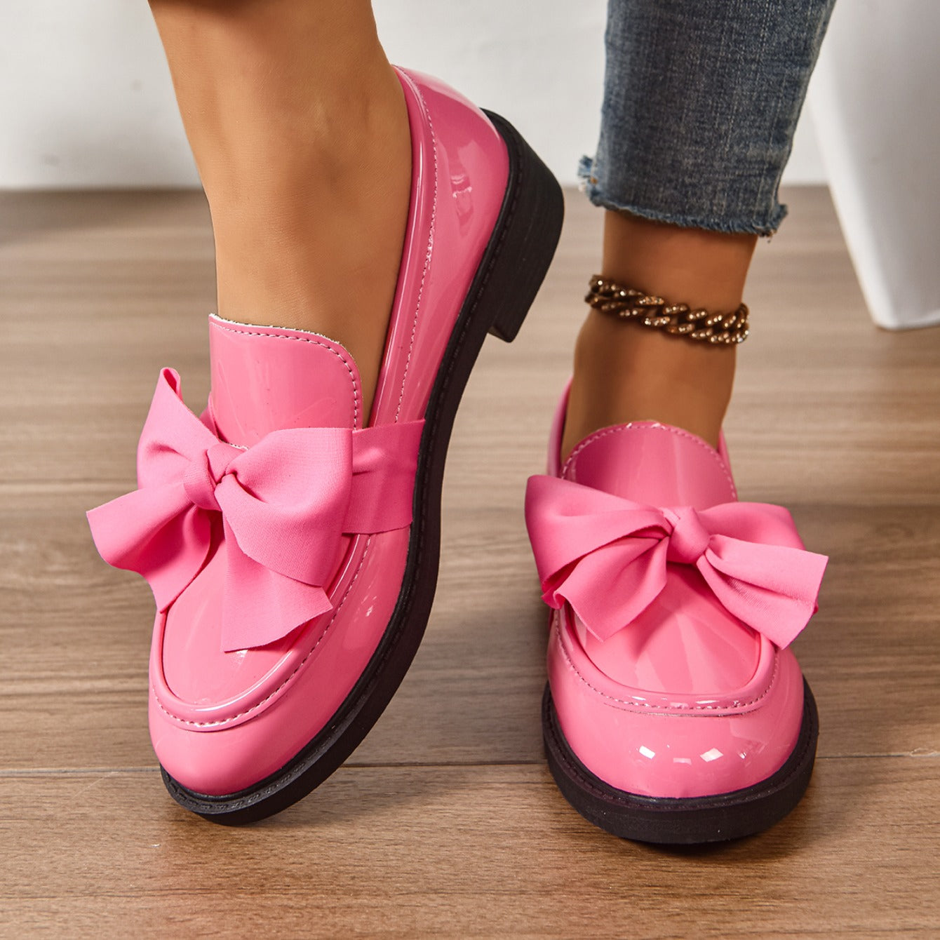 Mocassins en Cuir à Enfiler – Chaussures Élégantes avec Nœud et Semelle Plateforme
