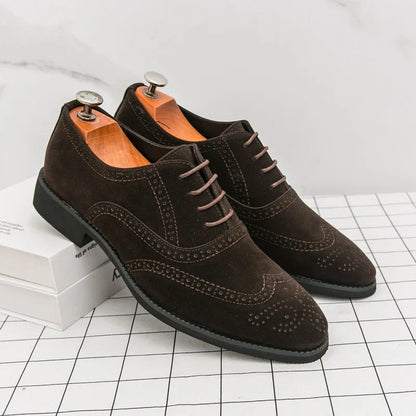 Men's Suede Leather Brogue Oxfords Dress Shoes