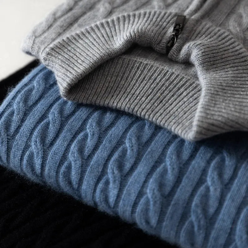 Tom Hollinger | Halbhoher Kragen Reißverschluss Strickpullover
