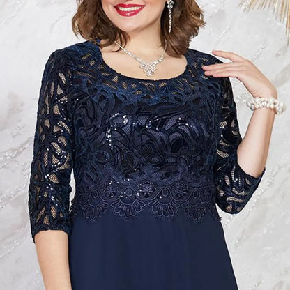 Plus Size Lace Chiffon Dress