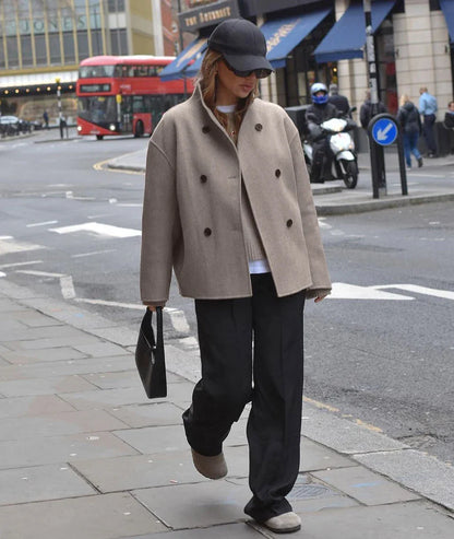 Klara® | Double-breasted peacoat with high collar
