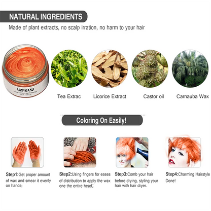 Mofajang® by JesseVance Manhattan: The Only Colored Hair Wax Styling Pomade with Bold Colors, Strong Hold, Simple Style, No Risk, & No Commitment